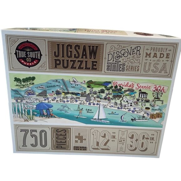 True South Floridas Scenic 30A 750-Piece Jigsaw Puzzle 12" X 36" Made In USA - Picture 1 of 3